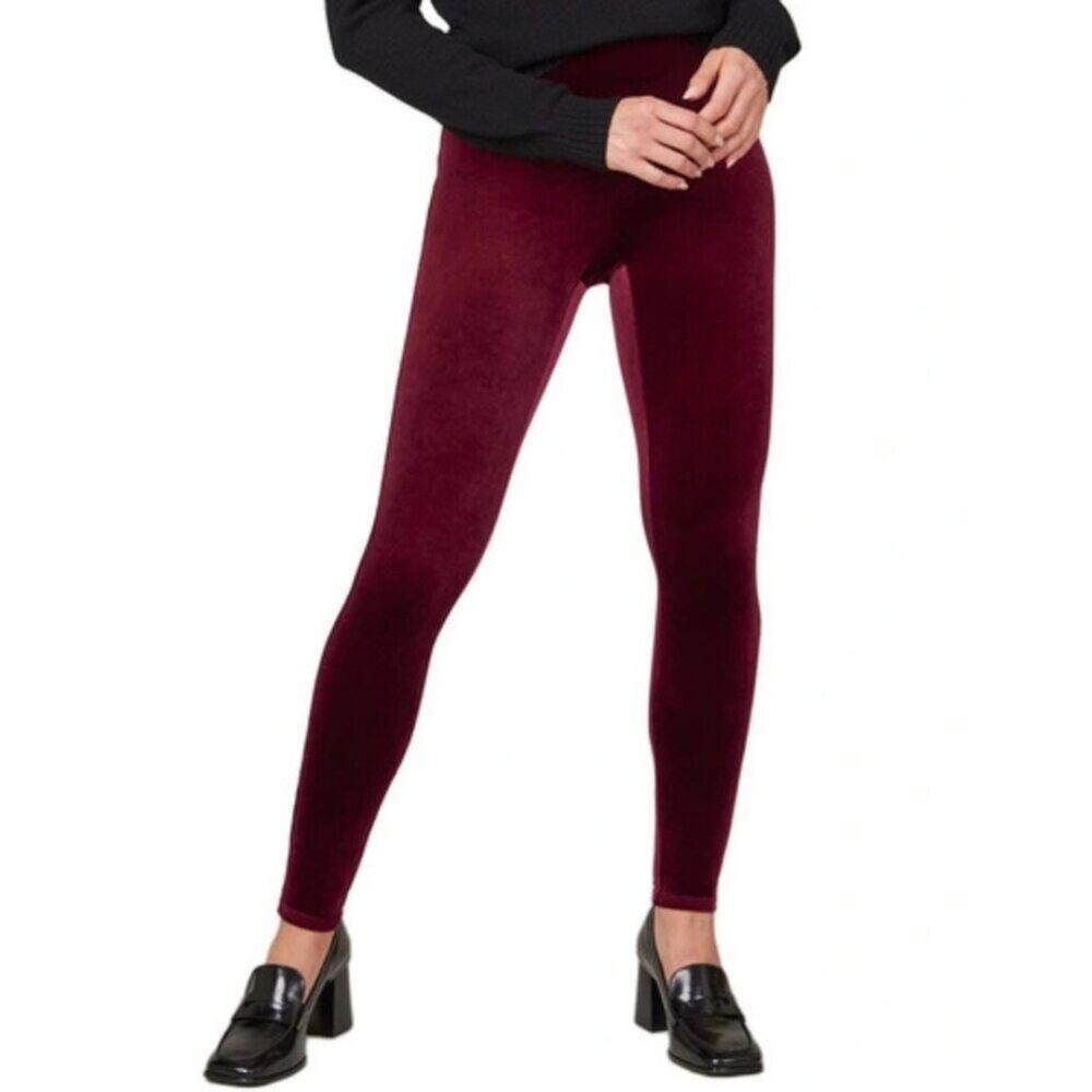 NWT SPANX Velvet Leggings – Rich Burgundy, Size Small, Luxe Stretch Fit